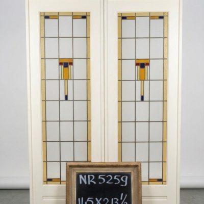 Authentieke Art Deco ensuite schuifdeuren met glas-in-lood | NR 5259