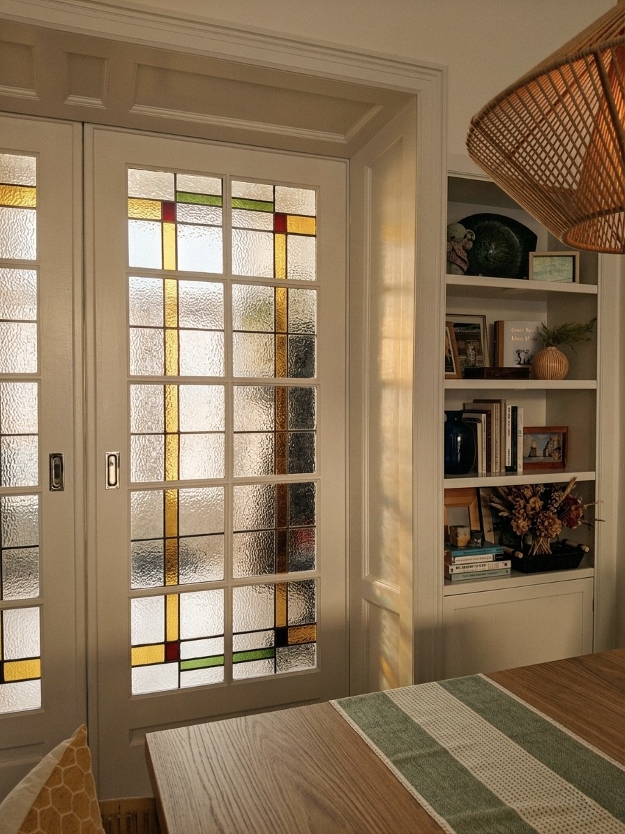 Glas-in-lood deur kopen origineel of nieuw — Mammoet Oude Bouwmaterialen Den Haag glasatelier