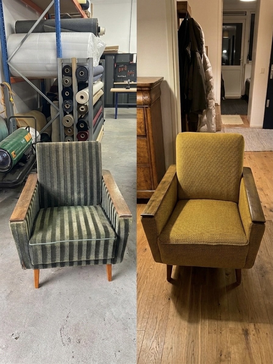 Antiek meubel herstofferen Den Haag — vakkundige meubelstoffering via Mammoet Oude Bouwmaterialen