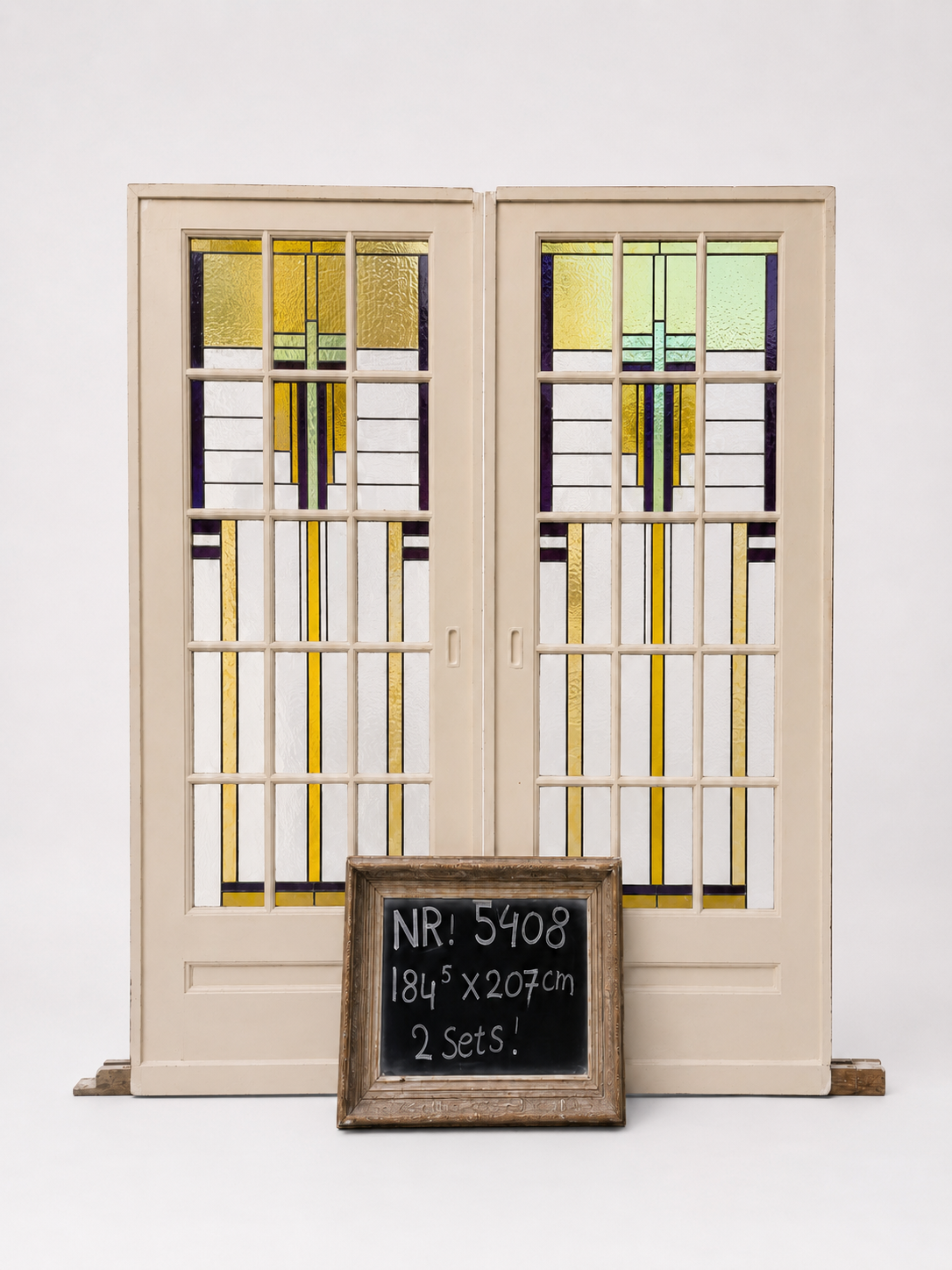 Antieke glas in lood schuifdeuren | 184,5 x 207 cm | Artikelnummer 5408 9 f59cd671 8b40 4257 8c8e 7221114d521e 1 1