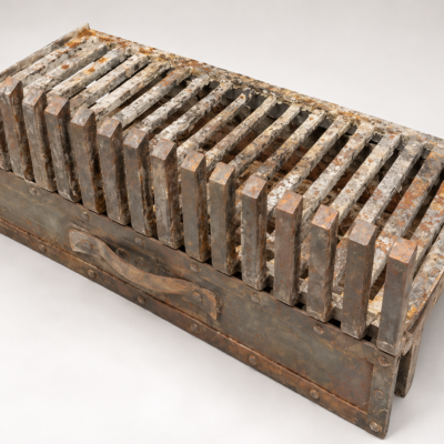 Antieke gietijzeren vuurkorf met aslade | 59 x 33 cm | Artikelnummer VK-02