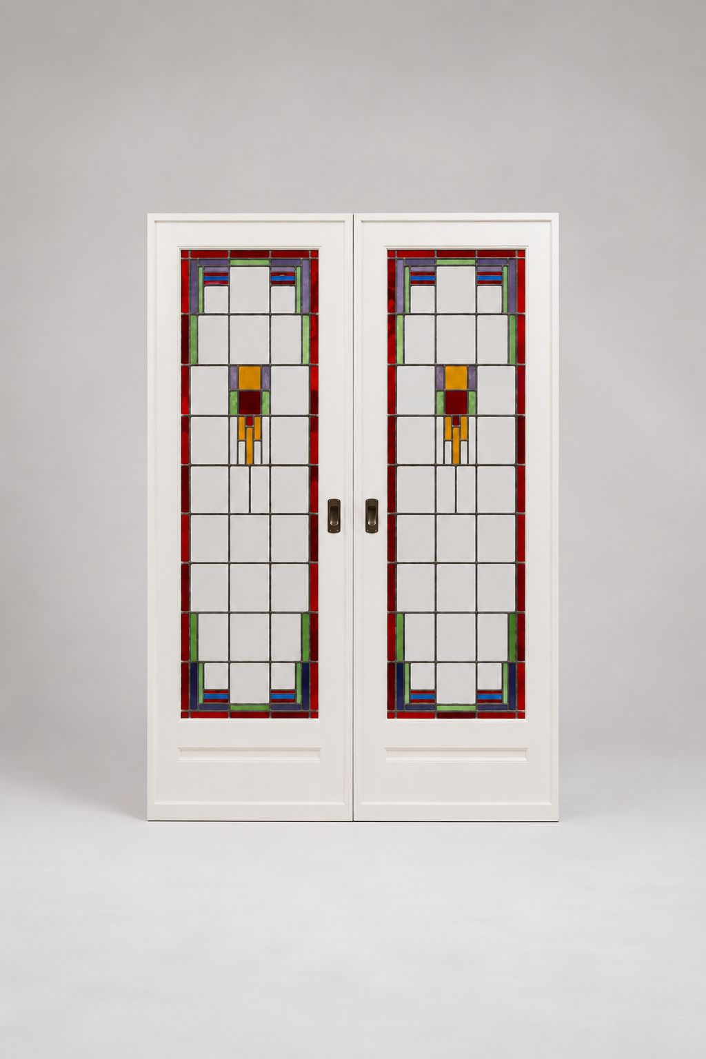 Antieke glas in lood schuifdeuren | 144 x 214 cm | Artikelnummer 5443 10 glas in lood schuifdeuren